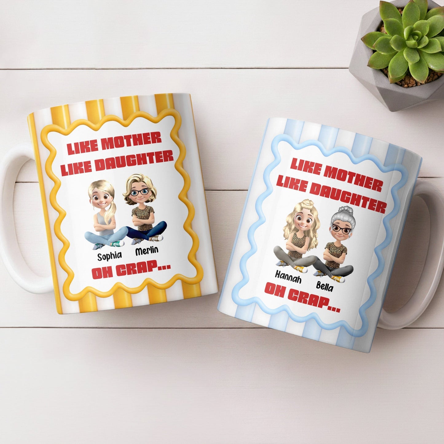 Like Mother Like Daughter, Animated Characters - Personalized Custom Coffee Mug - DAU295_MG