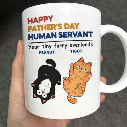 Happy Father's Day Human Servant Cat Dad Personalized Mug