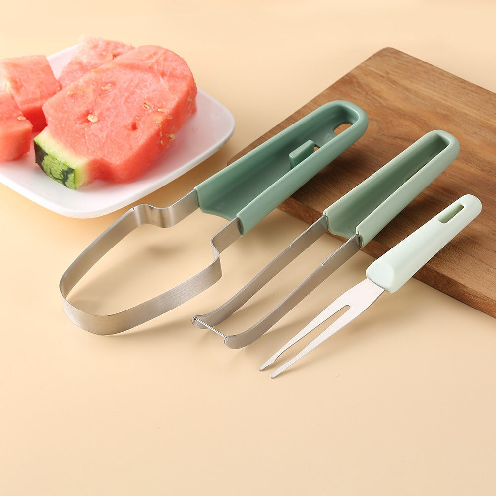 3-in-1 Stainless Steel Watermelon Cutter & Fork