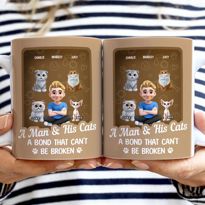 A Girl And Her Cat A Bond That Can't Be Broken Toy Box - Personalized White Edge-to-Edge Mug