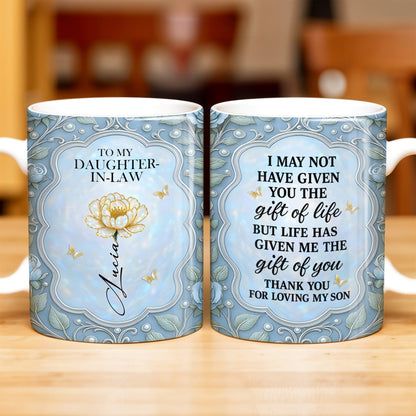 Thank You For Loving My Son, Floral Design - Personalized Custom Coffee Mug - DILA026_MG