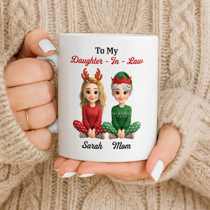 To My Daughter-In-Law, Thank You For Loving My Son, Christmas Reindeer Antlers - Personalized Custom Coffee Mug - DILA062_MG