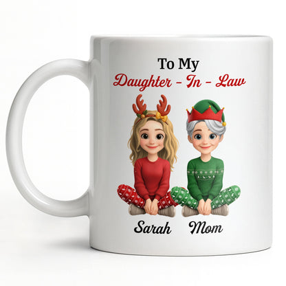 To My Daughter-In-Law, Thank You For Loving My Son, Christmas Reindeer Antlers - Personalized Custom Coffee Mug - DILA062_MG