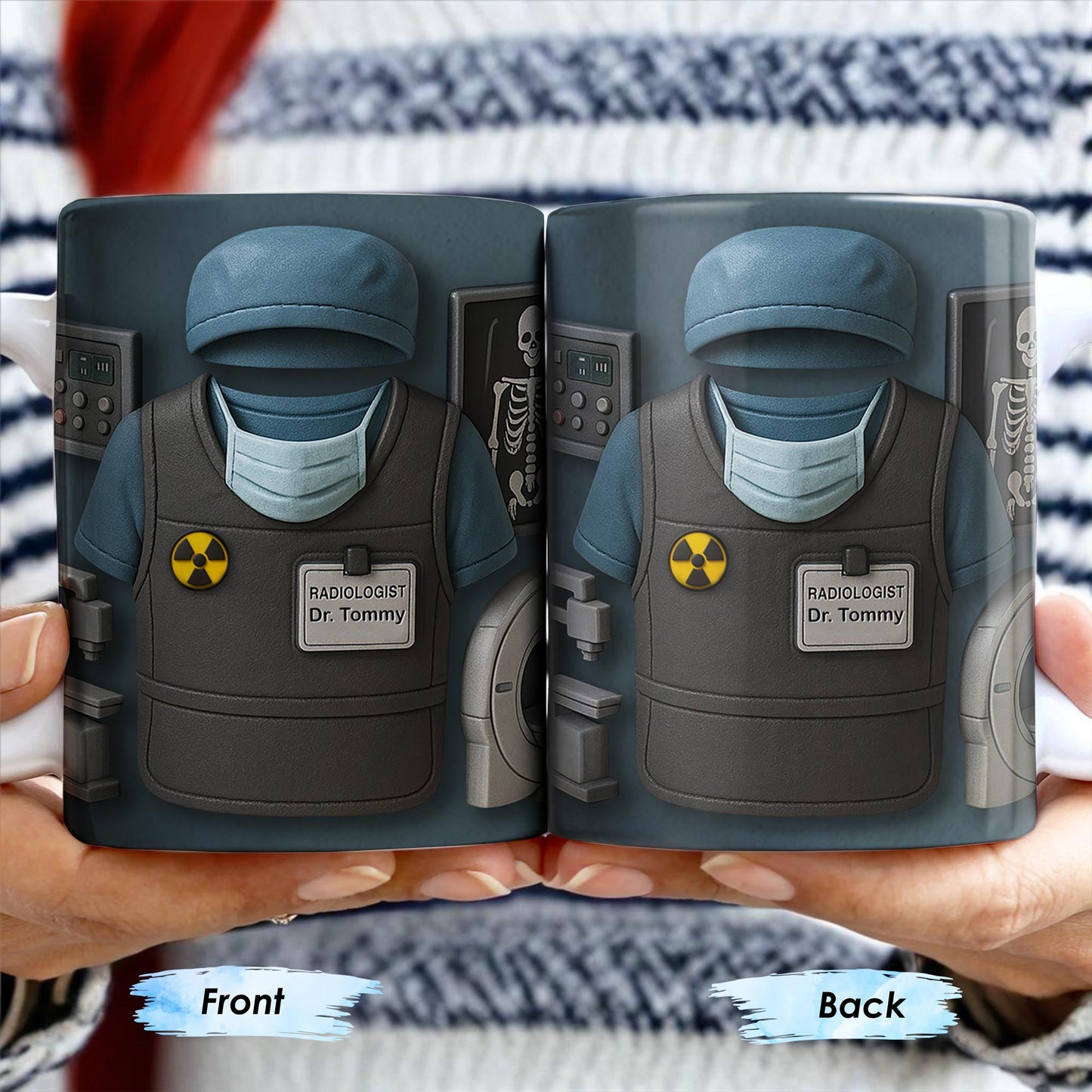 Radiologist Dr. Tommy, Radiology Vest and Medical Mask - Personalized Custom Coffee Mug - DOC001_MG