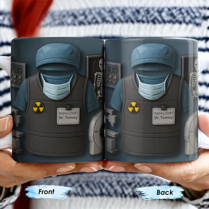 Radiologist Dr. Tommy, Radiology Vest and Medical Mask - Personalized Custom Coffee Mug - DOC001_MG