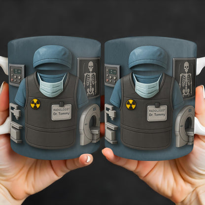 Radiologist Dr. Tommy, Radiology Vest and Medical Mask - Personalized Custom Coffee Mug - DOC001_MG