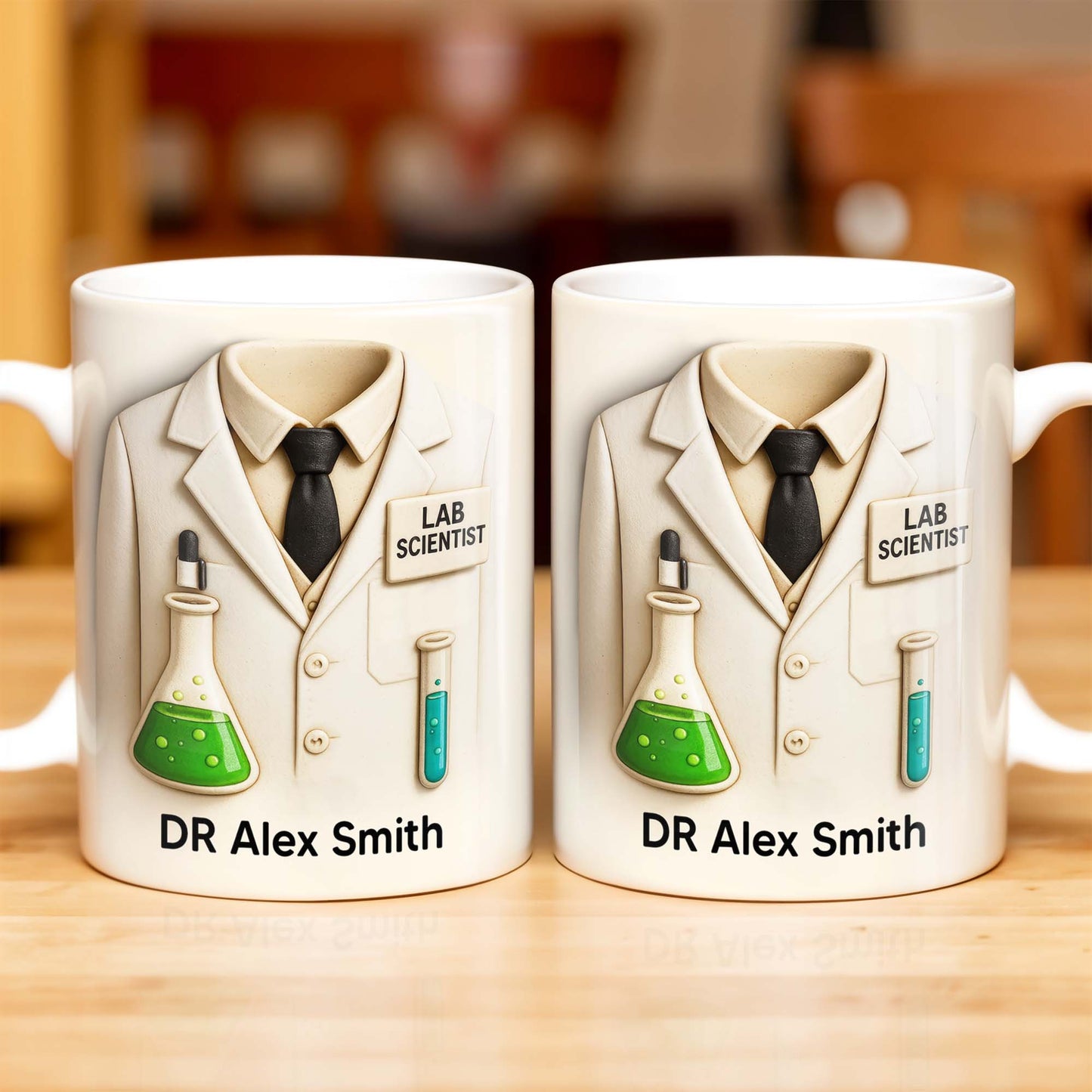 Lab Scientist, Lab Coat and Test Tubes - Personalized Custom Coffee Mug - DOC003_MG