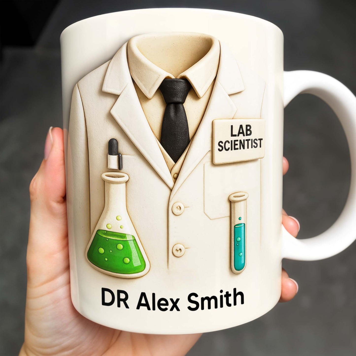 Lab Scientist, Lab Coat and Test Tubes - Personalized Custom Coffee Mug - DOC003_MG