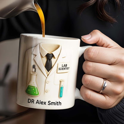 Lab Scientist, Lab Coat and Test Tubes - Personalized Custom Coffee Mug - DOC003_MG