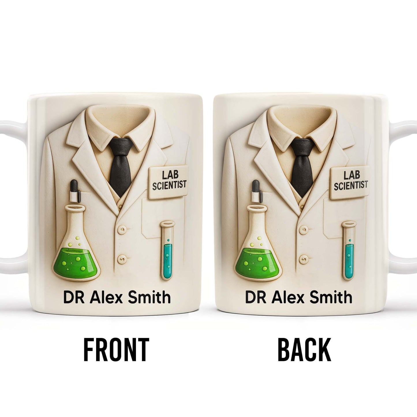 Lab Scientist, Lab Coat and Test Tubes - Personalized Custom Coffee Mug - DOC003_MG