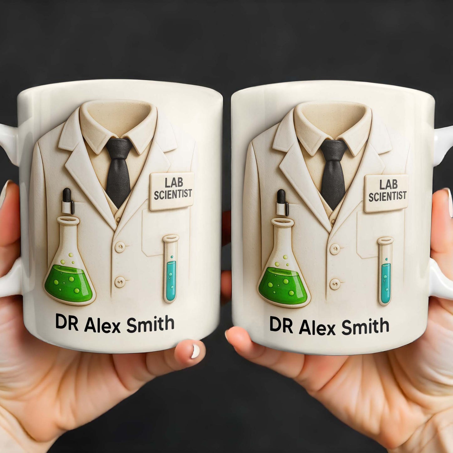 Lab Scientist, Lab Coat and Test Tubes - Personalized Custom Coffee Mug - DOC003_MG