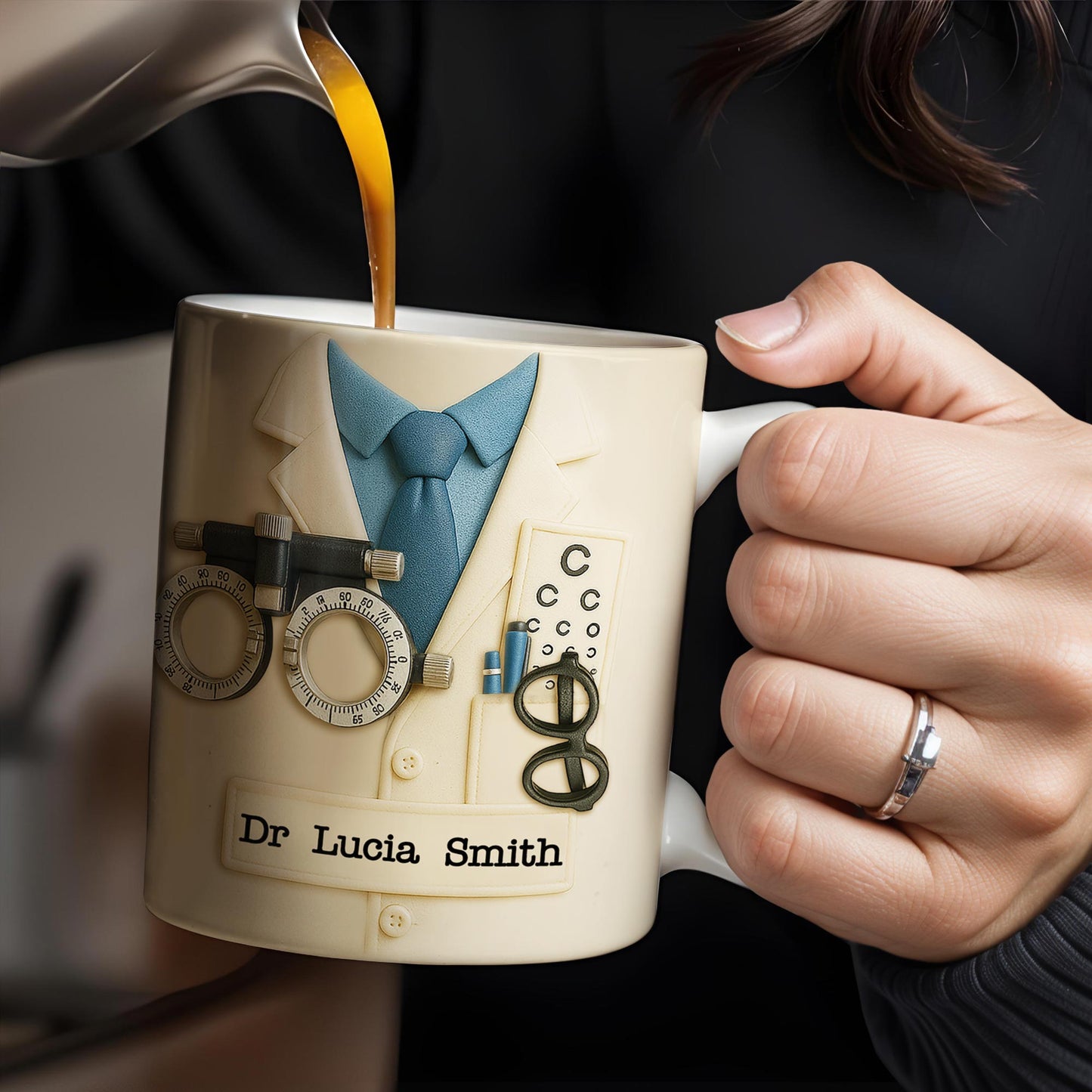 Customized Eye Specialist Mug With Lab Coat and Optometry Tools - Personalized Custom Coffee Mug - DOC013_MG