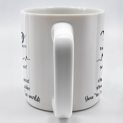 Nursing Is A Work Of Heart, Nurse Cap And Heart Rate Line - Personalized Custom Coffee Mug - DOC033_MG