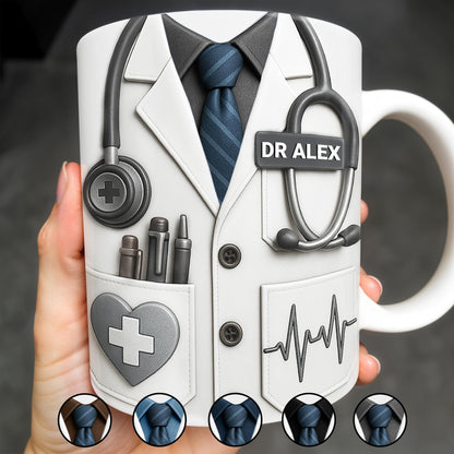 Celebrate The Dedication And Care Of Medical Professionals, Stethoscope And Doctor's Coat - Personalized Custom Coffee Mug - DOC034_MG