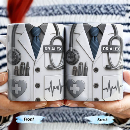 Celebrate The Dedication And Care Of Medical Professionals, Stethoscope And Doctor's Coat - Personalized Custom Coffee Mug - DOC034_MG