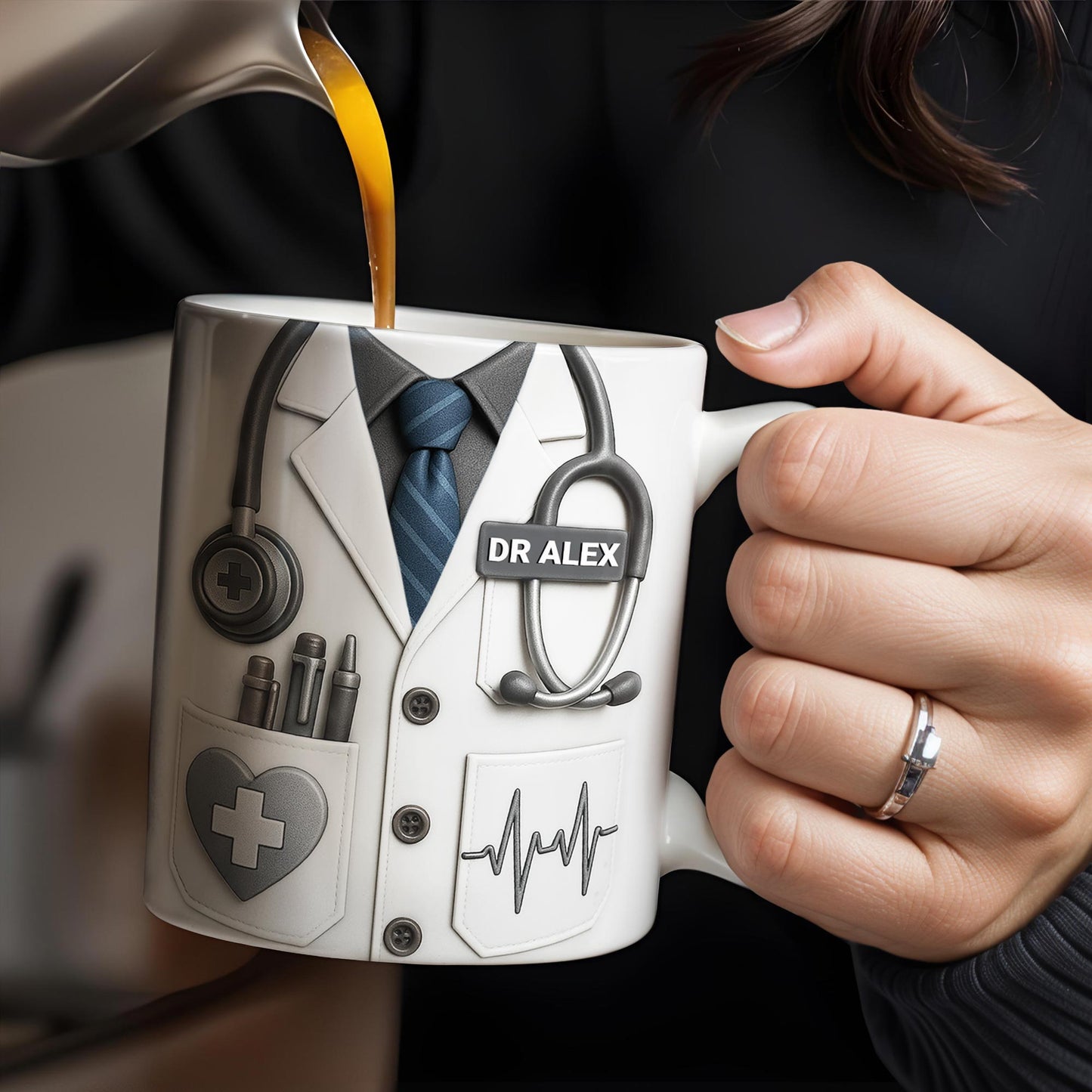Celebrate The Dedication And Care Of Medical Professionals, Stethoscope And Doctor's Coat - Personalized Custom Coffee Mug - DOC034_MG