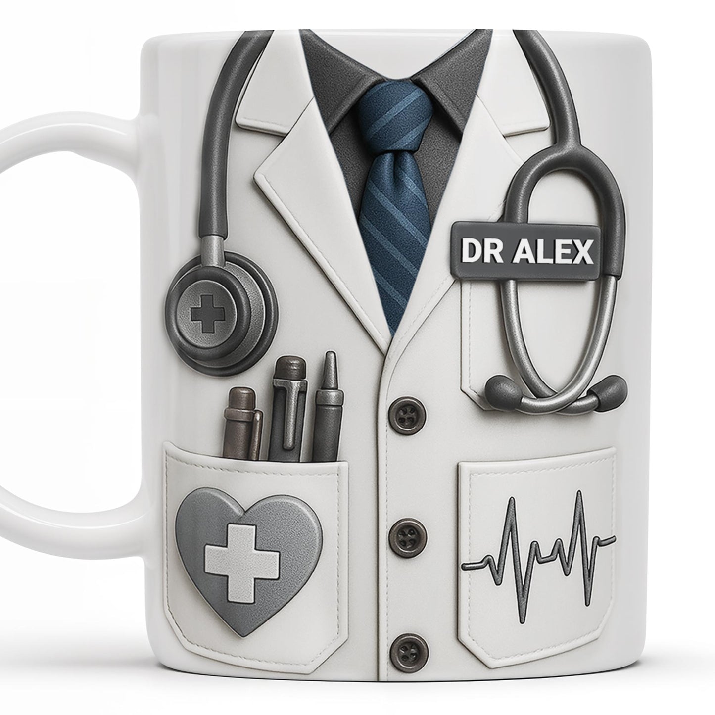 Celebrate The Dedication And Care Of Medical Professionals, Stethoscope And Doctor's Coat - Personalized Custom Coffee Mug - DOC034_MG