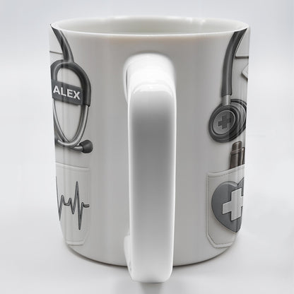 Celebrate The Dedication And Care Of Medical Professionals, Stethoscope And Doctor's Coat - Personalized Custom Coffee Mug - DOC034_MG