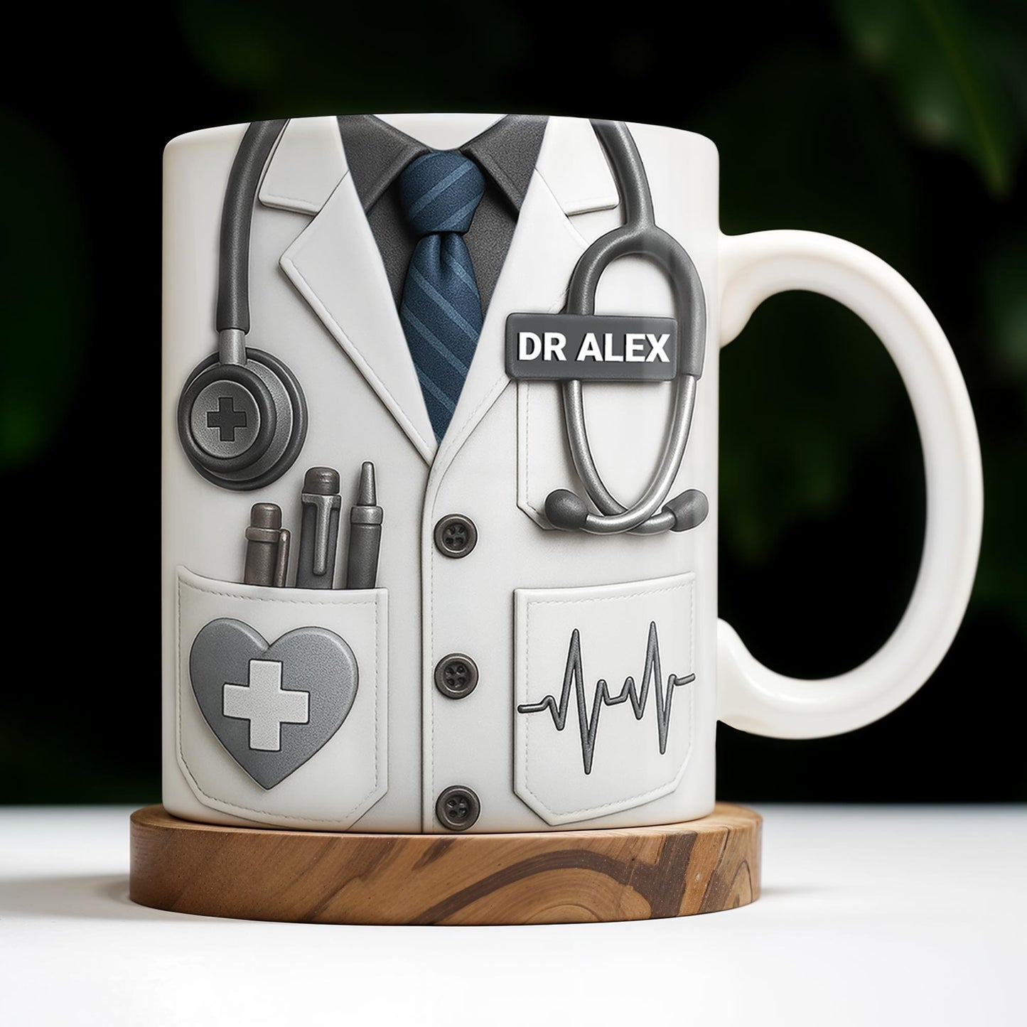 Celebrate The Dedication And Care Of Medical Professionals, Stethoscope And Doctor's Coat - Personalized Custom Coffee Mug - DOC034_MG