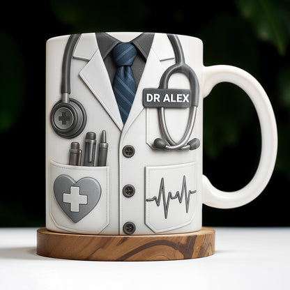 Celebrate The Dedication And Care Of Medical Professionals, Stethoscope And Doctor's Coat - Personalized Custom Coffee Mug - DOC034_MG