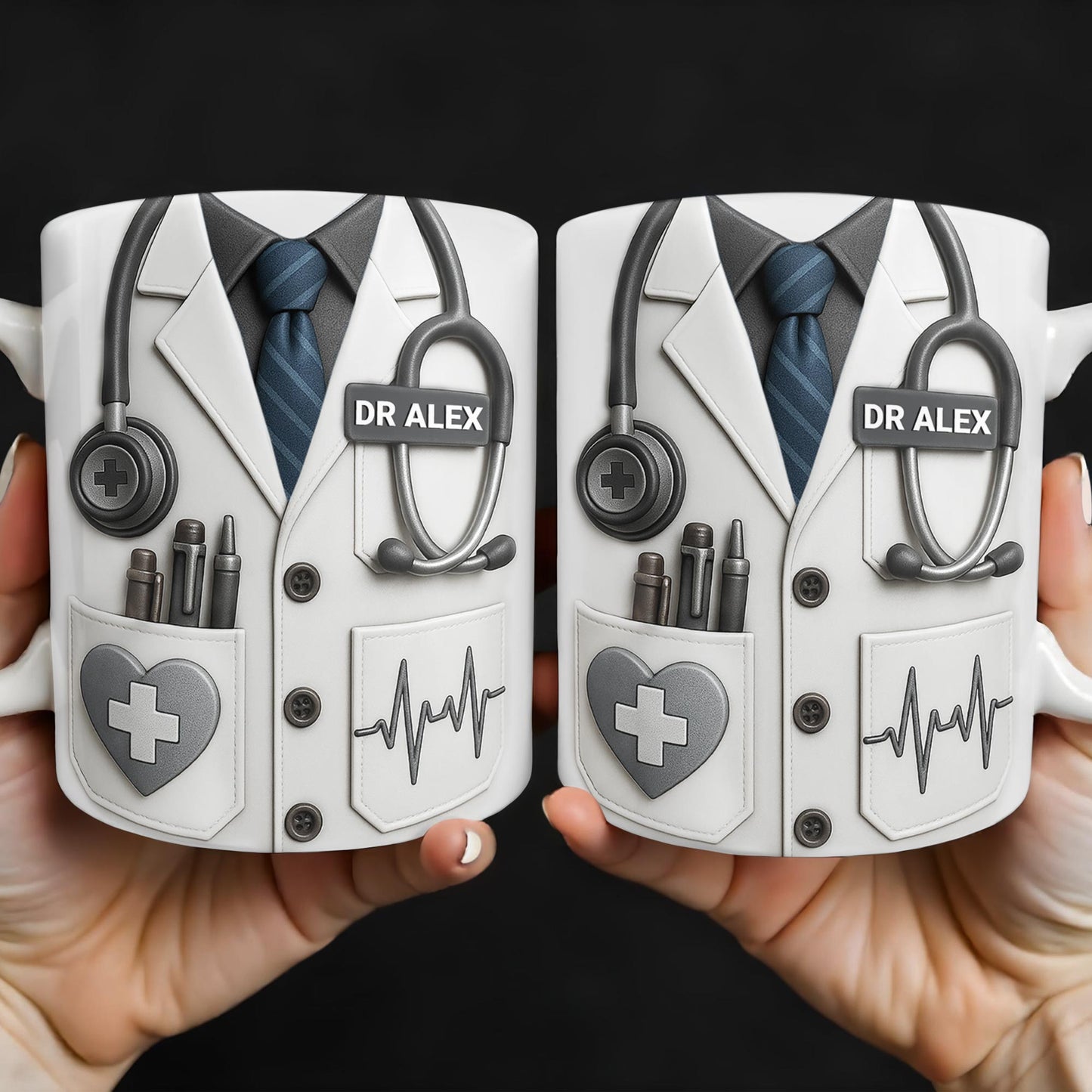 Celebrate The Dedication And Care Of Medical Professionals, Stethoscope And Doctor's Coat - Personalized Custom Coffee Mug - DOC034_MG