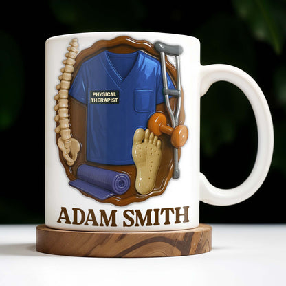 Physical Therapist, Tools, and Medical Uniform - Personalized Custom Coffee Mug - DOC037_MG