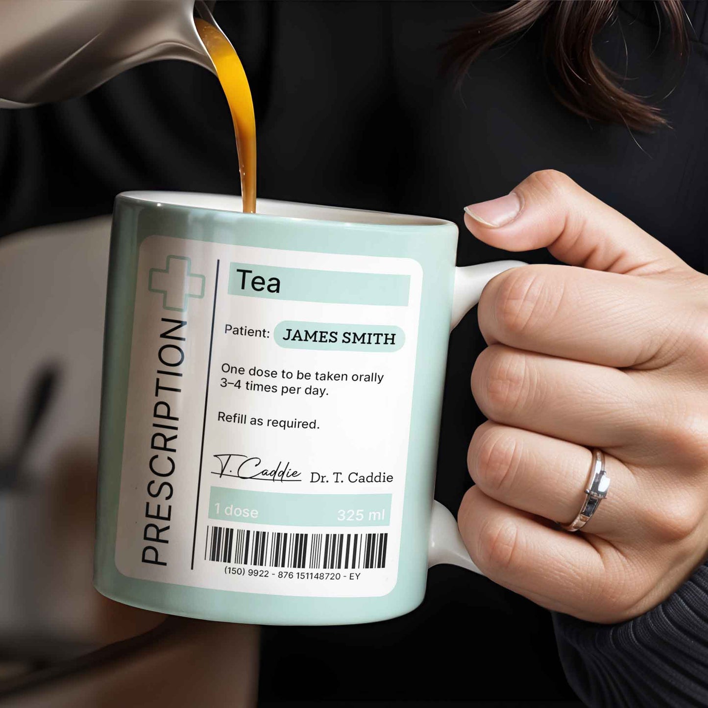 Prescription Tea, One Dose To Be Taken 3-4 Times Per Day - Personalized Custom Coffee Mug - DOC038_MG