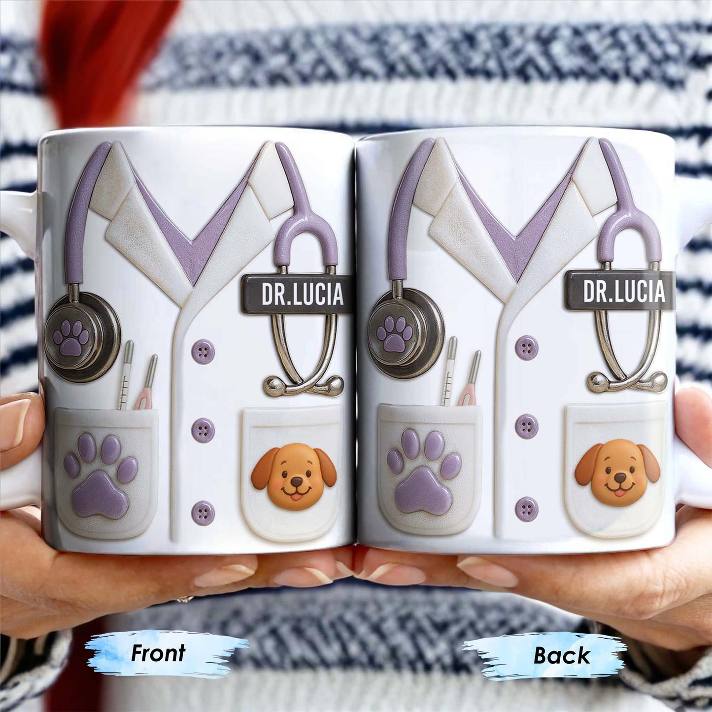 Custom Medical Professional Design With Stethoscope And Dog - Personalized Custom Coffee Mug - DOC040_MG