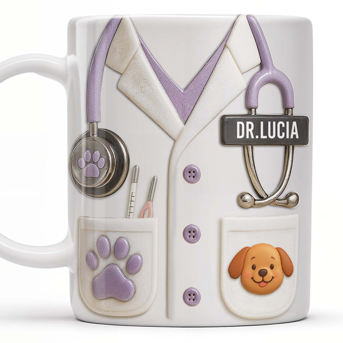 Custom Medical Professional Design With Stethoscope And Dog - Personalized Custom Coffee Mug - DOC040_MG