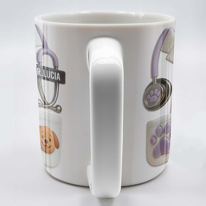Custom Medical Professional Design With Stethoscope And Dog - Personalized Custom Coffee Mug - DOC040_MG