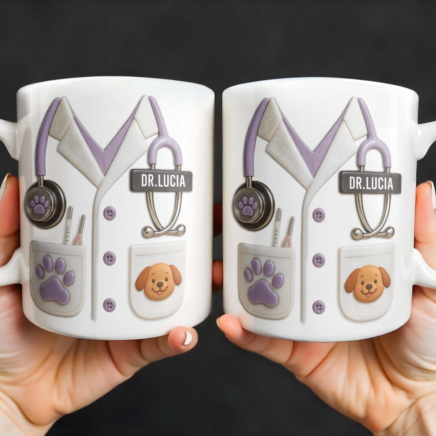 Custom Medical Professional Design With Stethoscope And Dog - Personalized Custom Coffee Mug - DOC040_MG