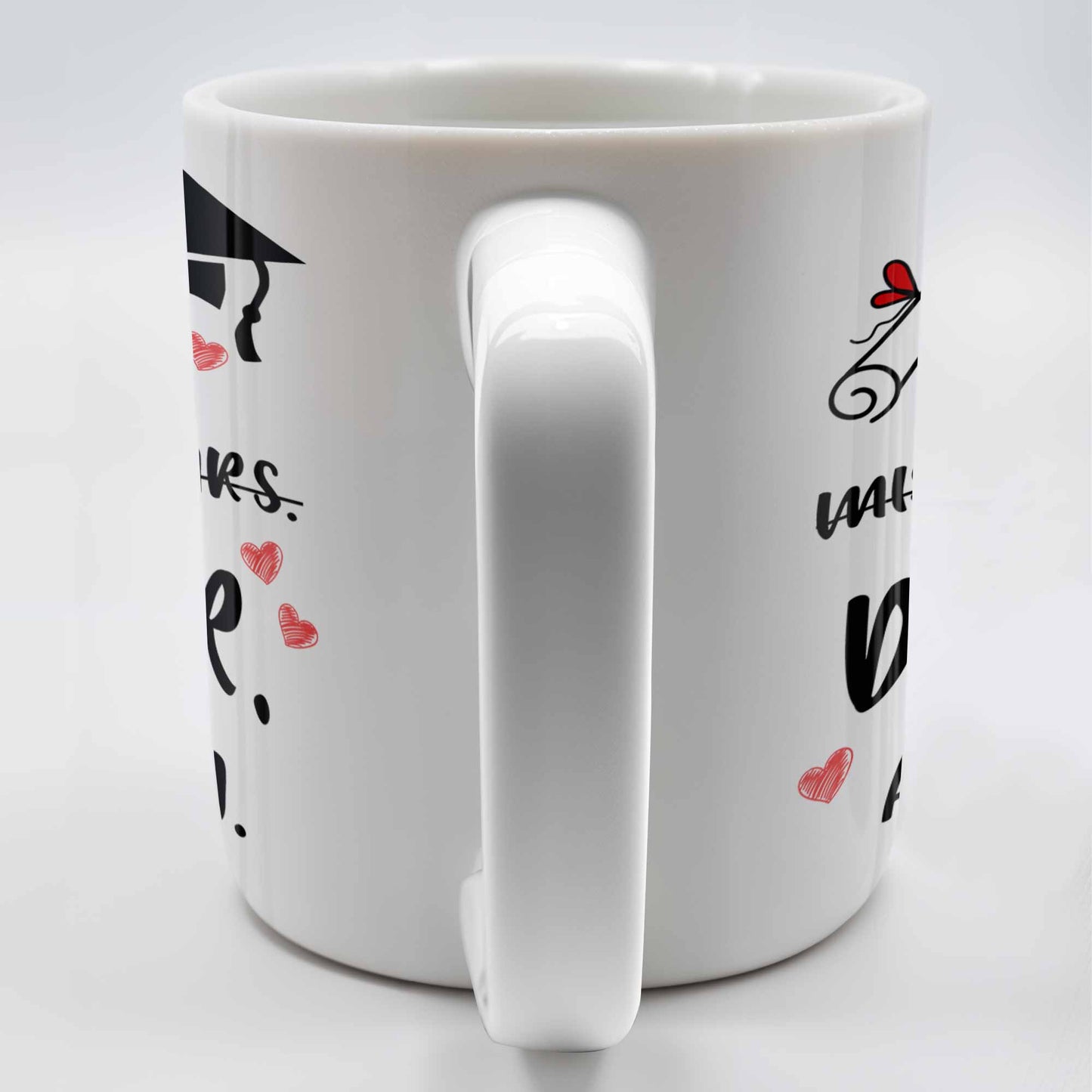 It's Miss Doctor Actually With Graduation Cap and Hearts - Personalized Custom Coffee Mug - DOC044_MG