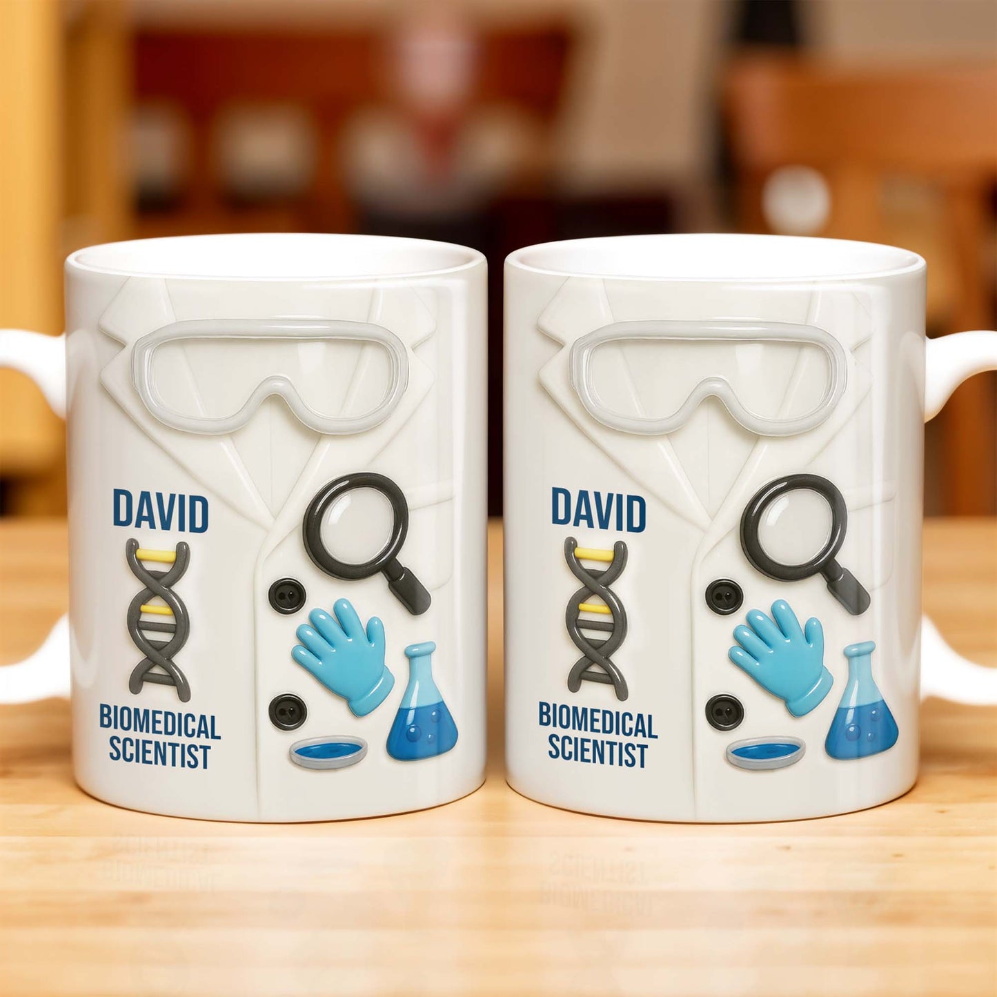 Biomedical Scientist, Magnifying Glass And Lab Essentials - Personalized Custom Coffee Mug - DOC048_MG