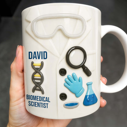 Biomedical Scientist, Magnifying Glass And Lab Essentials - Personalized Custom Coffee Mug - DOC048_MG