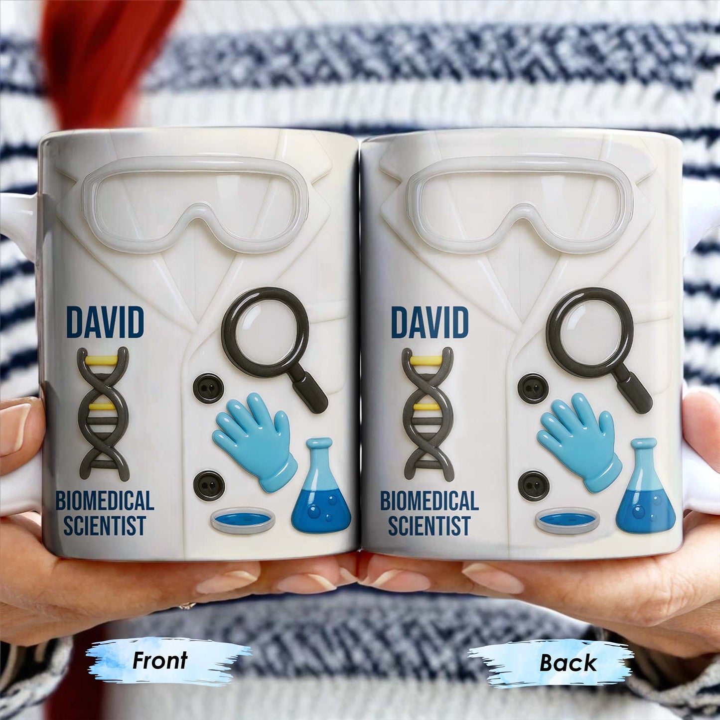 Biomedical Scientist, Magnifying Glass And Lab Essentials - Personalized Custom Coffee Mug - DOC048_MG