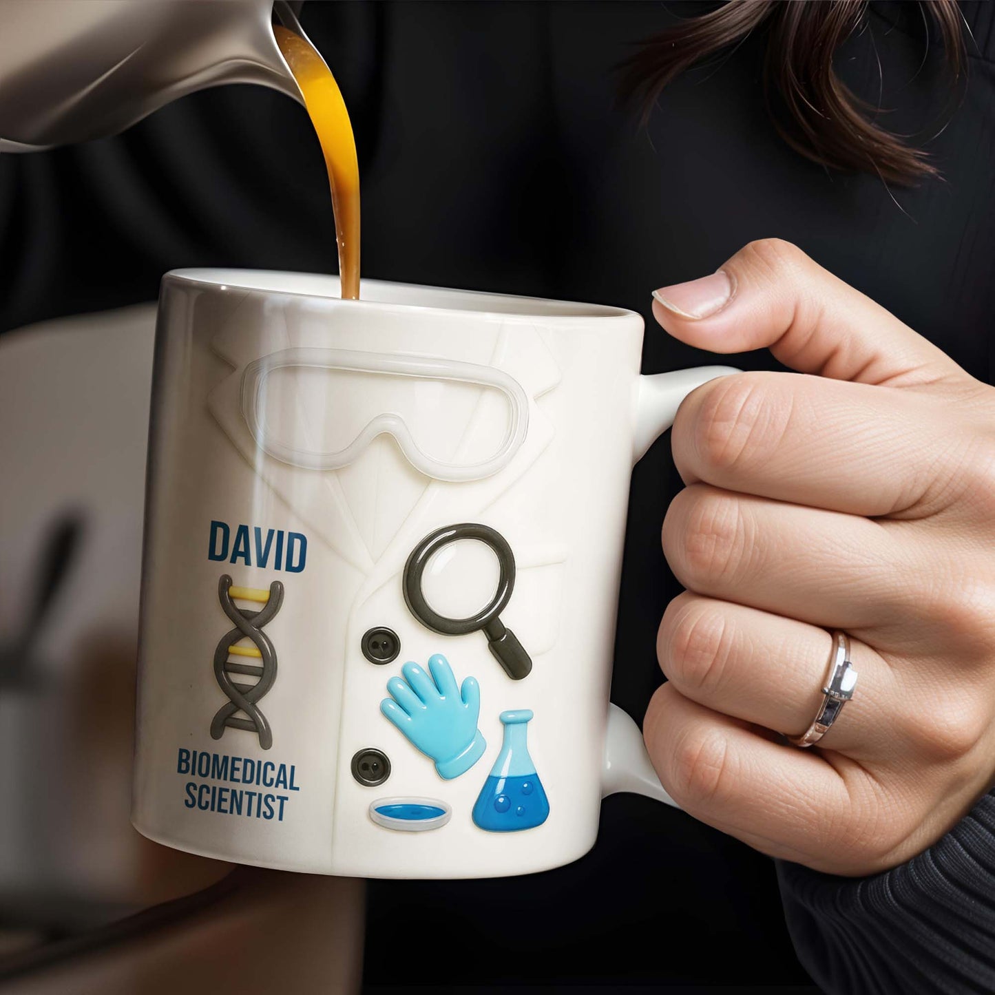 Biomedical Scientist, Magnifying Glass And Lab Essentials - Personalized Custom Coffee Mug - DOC048_MG