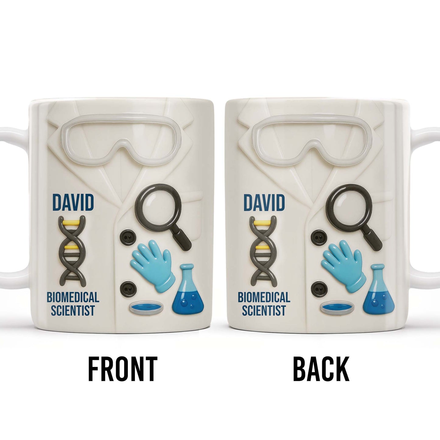 Biomedical Scientist, Magnifying Glass And Lab Essentials - Personalized Custom Coffee Mug - DOC048_MG