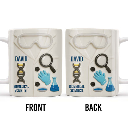 Biomedical Scientist, Magnifying Glass And Lab Essentials - Personalized Custom Coffee Mug - DOC048_MG