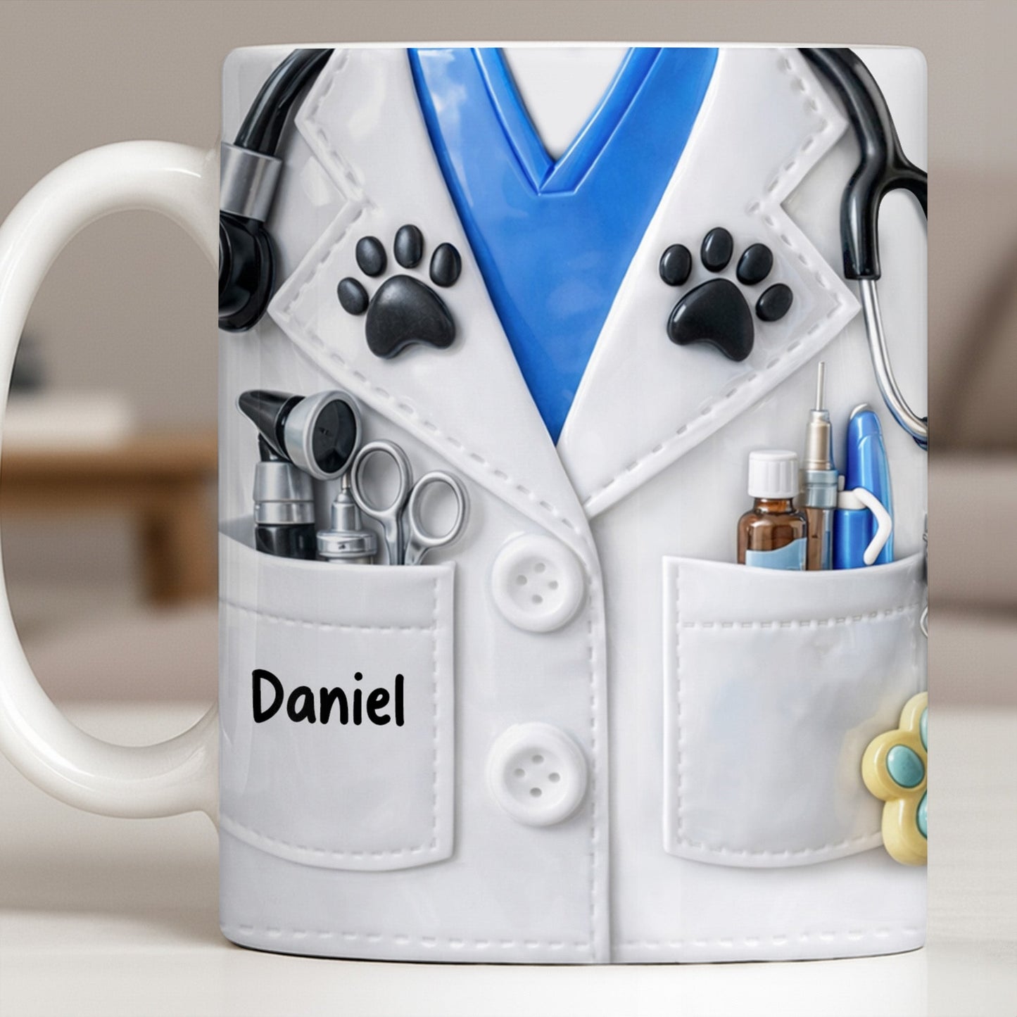 Personalized Vet Coat Design With Paws And Medical Instruments - Personalized Custom Coffee Mug - DOC074_MG