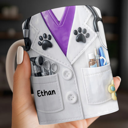 Personalized Vet Coat Design With Paws And Medical Instruments - Personalized Custom Coffee Mug - DOC074_MG