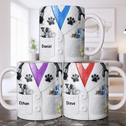 Personalized Vet Coat Design With Paws And Medical Instruments - Personalized Custom Coffee Mug - DOC074_MG
