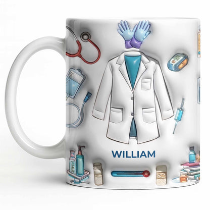 Custom Medical Professional Mug With Stethoscope And Equipment - Personalized Custom Coffee Mug - DOC076_MG