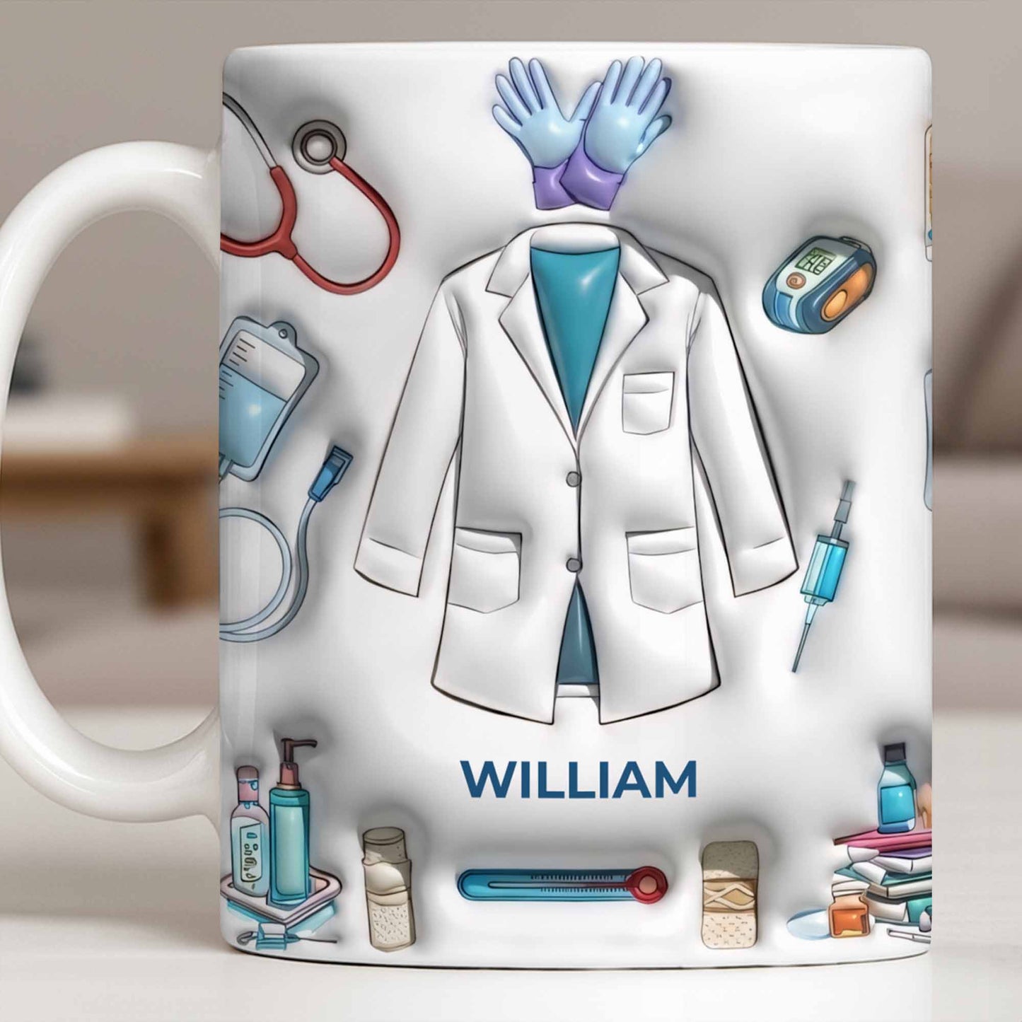 Custom Medical Professional Mug With Stethoscope And Equipment - Personalized Custom Coffee Mug - DOC076_MG
