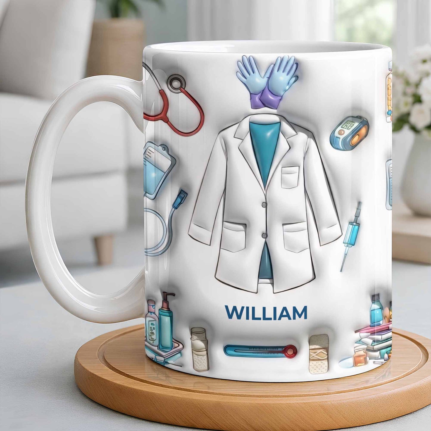 Custom Medical Professional Mug With Stethoscope And Equipment - Personalized Custom Coffee Mug - DOC076_MG