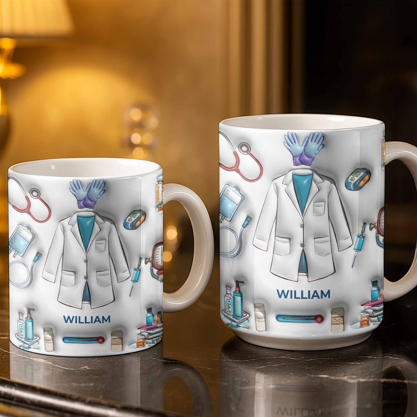 Custom Medical Professional Mug With Stethoscope And Equipment - Personalized Custom Coffee Mug - DOC076_MG