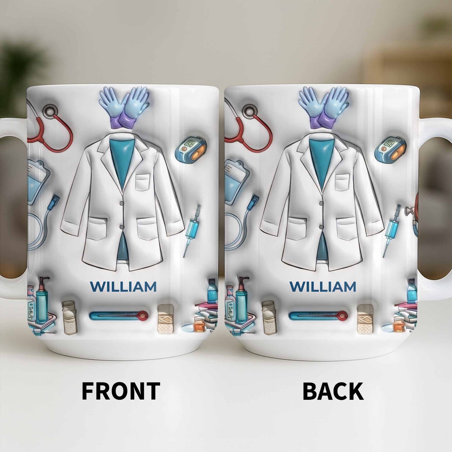 Custom Medical Professional Mug With Stethoscope And Equipment - Personalized Custom Coffee Mug - DOC076_MG