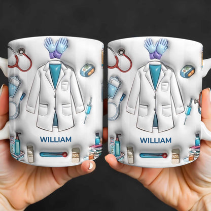 Custom Medical Professional Mug With Stethoscope And Equipment - Personalized Custom Coffee Mug - DOC076_MG