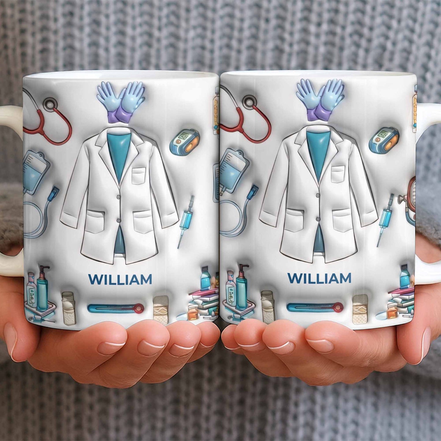 Custom Medical Professional Mug With Stethoscope And Equipment - Personalized Custom Coffee Mug - DOC076_MG