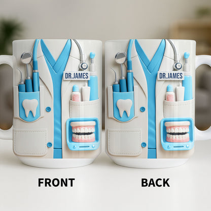 Customize With Name and Title, Dental Tools Design - Personalized Custom Coffee Mug - DOC080_MG