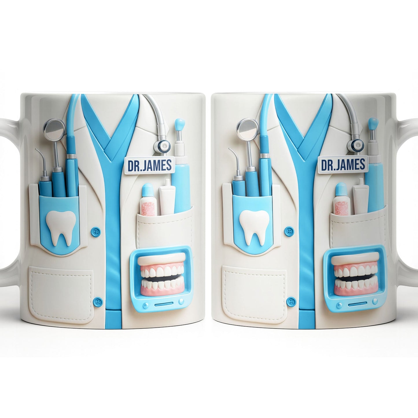 Customize With Name and Title, Dental Tools Design - Personalized Custom Coffee Mug - DOC080_MG
